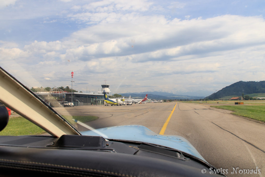 Nach der Landung auf dem Flughafen Belp