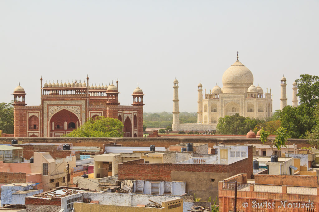 Die Aussicht von unserem Guesthouse in Agra