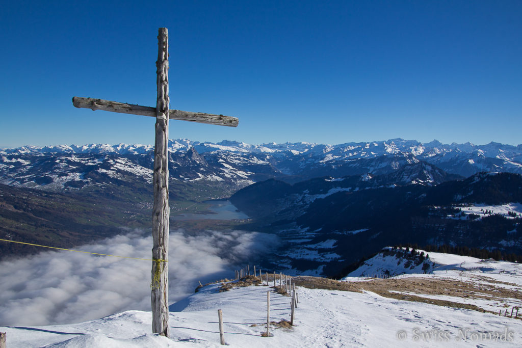 Aussicht Rigi wandern im Winter