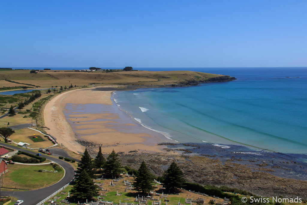 Aussicht auf den Strand bei Stanley auf unserem Tasmanien Roadtrip