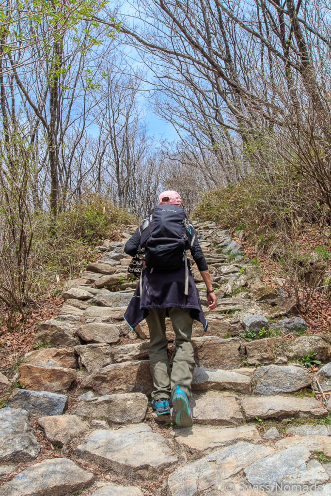 Steile Wanderung zum Nogodan Gipfel im Jirisan Nationalpark