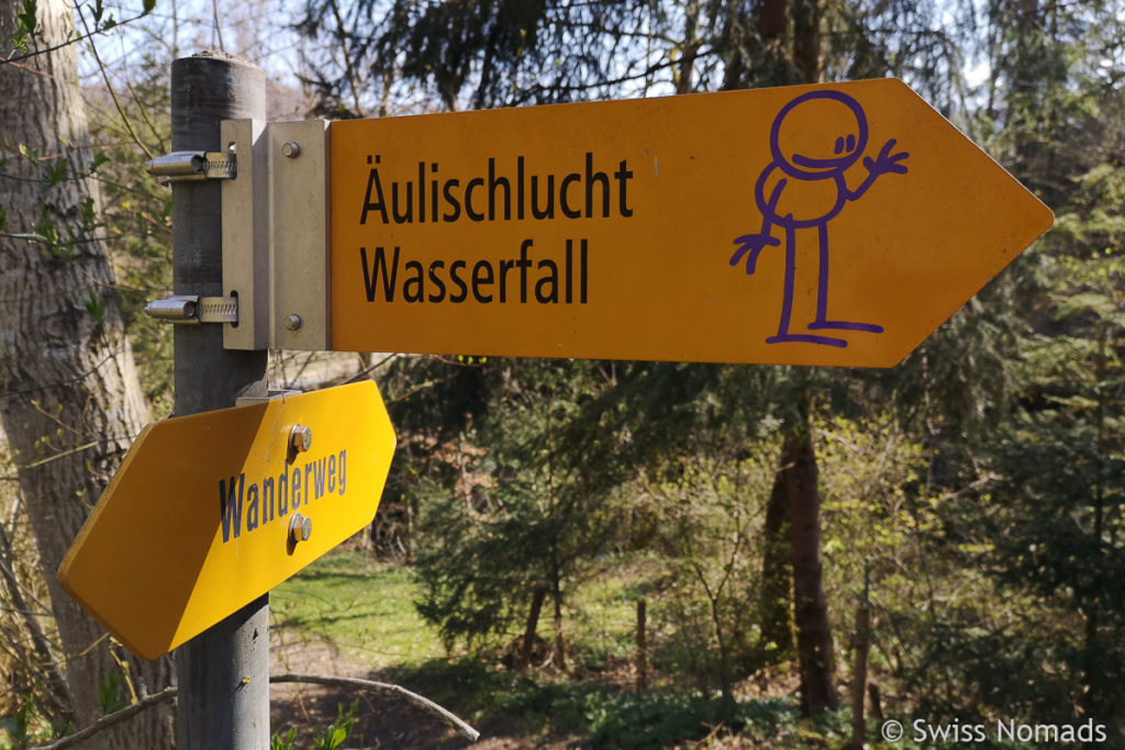 Äulischlucht Wegweiser