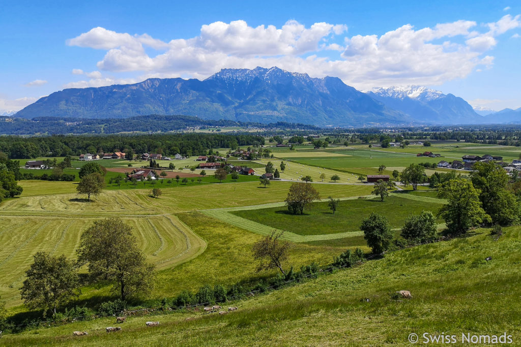 Aussicht auf Frümsen im Rheintal