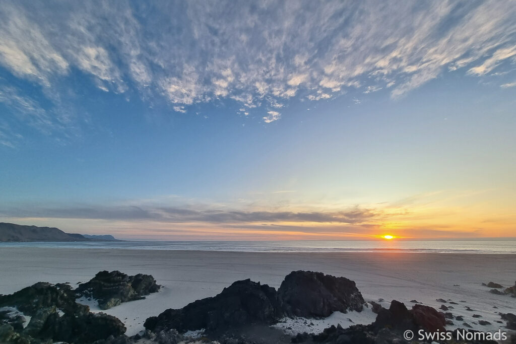 Sonnenuntergang an der Pazifikküste von Chile