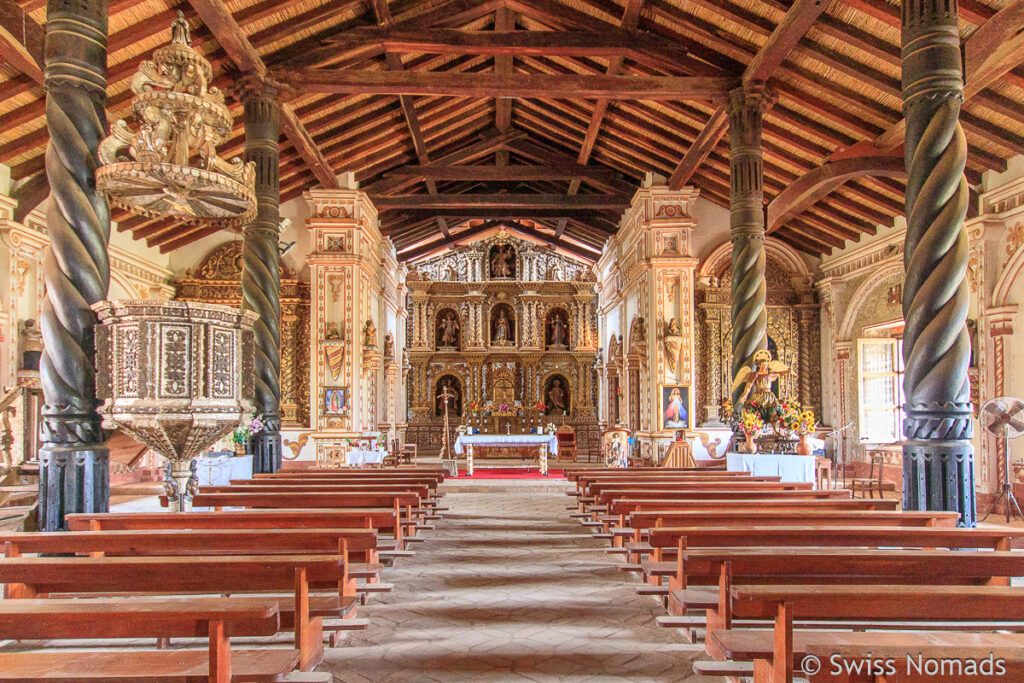 Malereien in der Missionskirche San Rafael in Bolivien