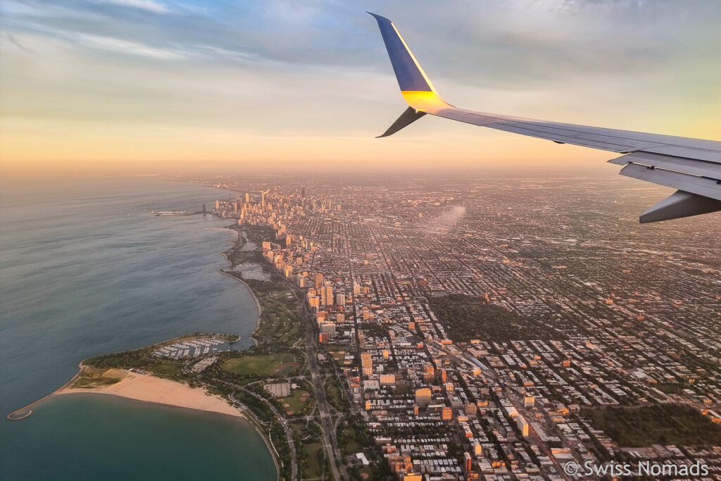 Sonnenuntergang auf dem Flug von Denver nach Chicago